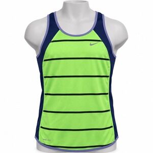 Nike Dri-FIT Racerback Tank‎ Top Lime Green Black Striped Navy Blue Small